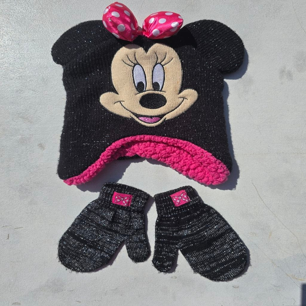 Disney Minnie Mouse Hat and Mittens Set - One Size
